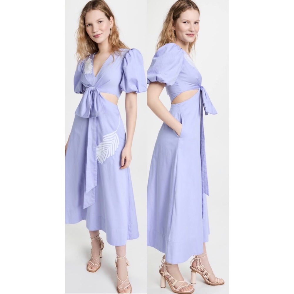 NWT Amur Gio Cutout Flared Skirt Midi Dress Women's Blue Size 4 New! (Flaw)